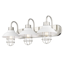 Golden 3320-BA3 PW-WHT - Wry Lighting Lana 3-light Vanity in Pewter